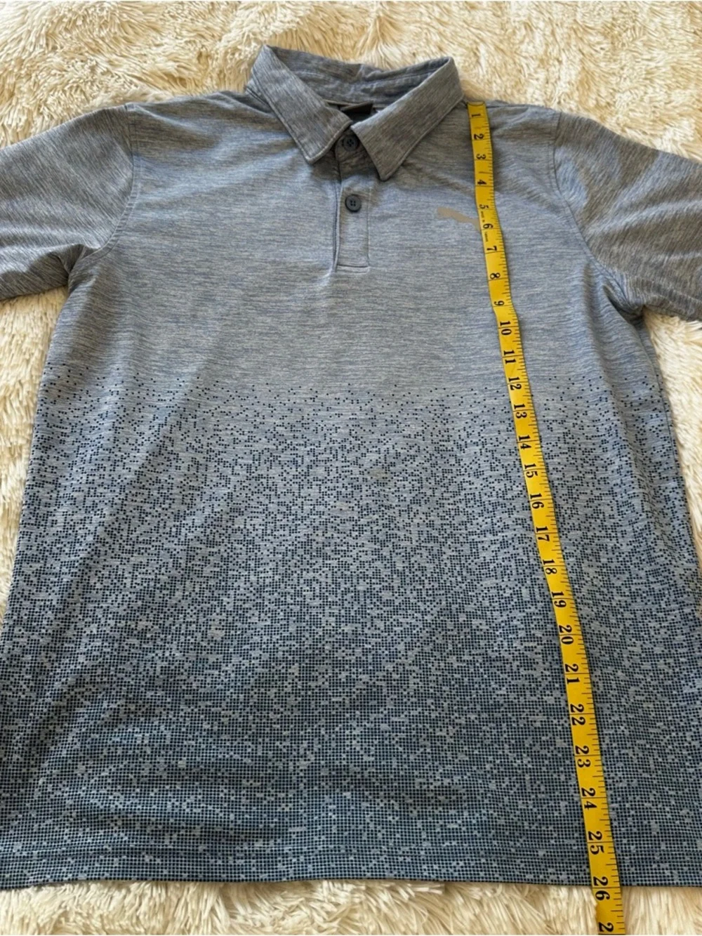PUMA Blue Ombre Polo Shirt Boys XL 18-20 Short Sleeve Golf Performance Stretch
